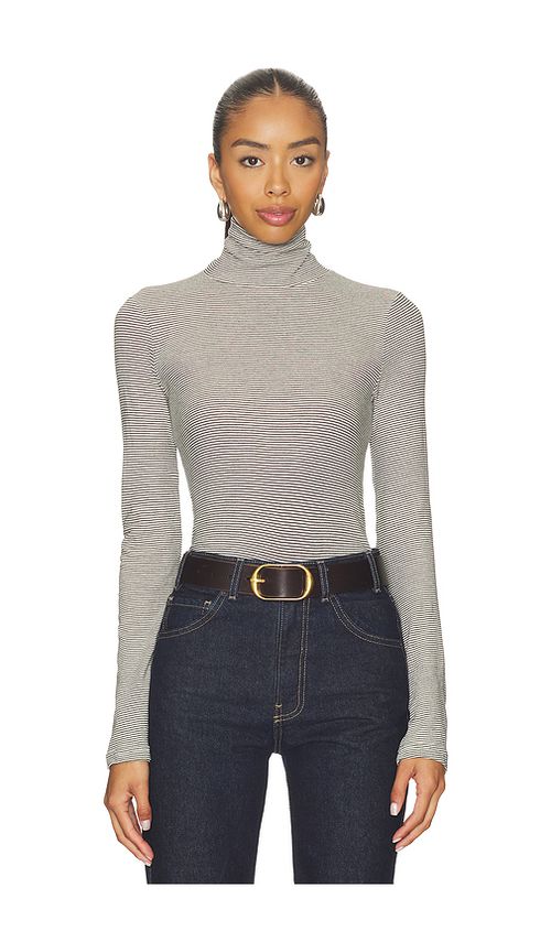 Perfectwhitetee Cindy Stripe Jersey Turtleneck - Black,White. L. Also - M