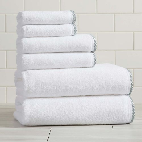 Cotton Border-Stitched 6-Piece Towel Set