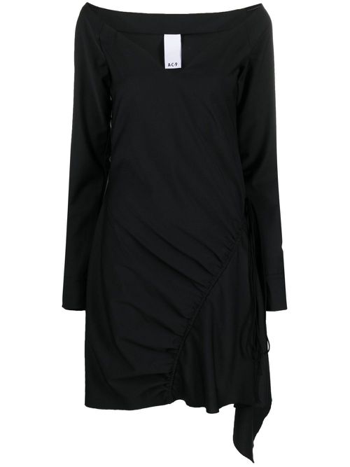 Belted asymmetric dress - Black