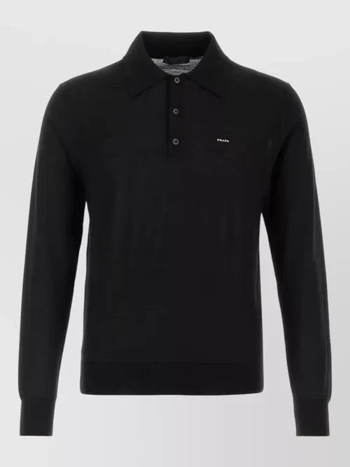 Prada - wool polo shirt ribbed cuffs he