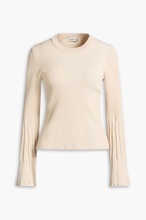 Aris ribbed-knit top - Neutral - L