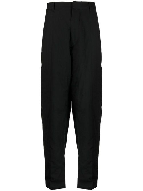 Wool-blend tapered tailored trousers - Black