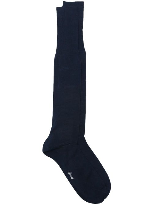 Logo-embroidered socks - Blue
