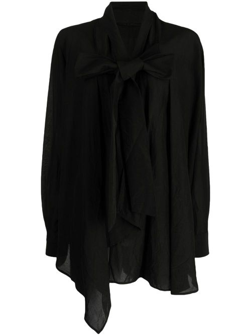 Knot-detailing long-sleeve blouse - Black