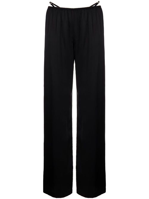 Crystal thong satin trousers - Black