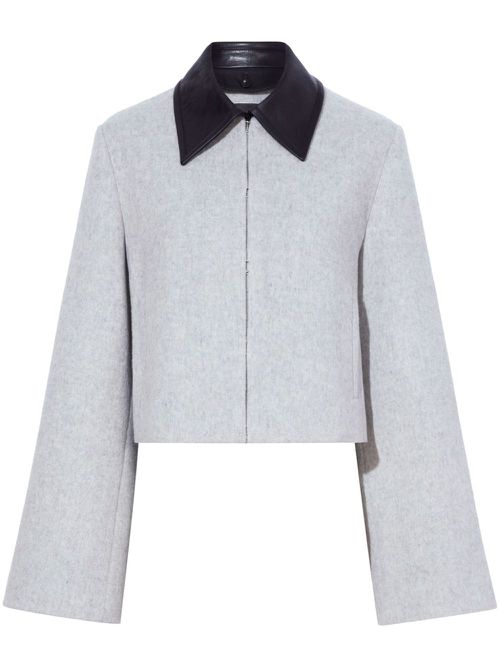 Bridget leather-collar cropped jacket - Grey
