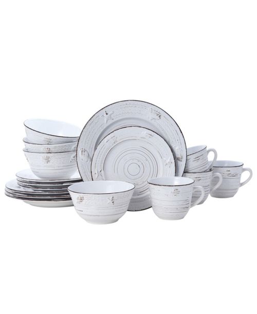 Trellis Coastal 16-pc Dinnerware set, Service for 4 - White