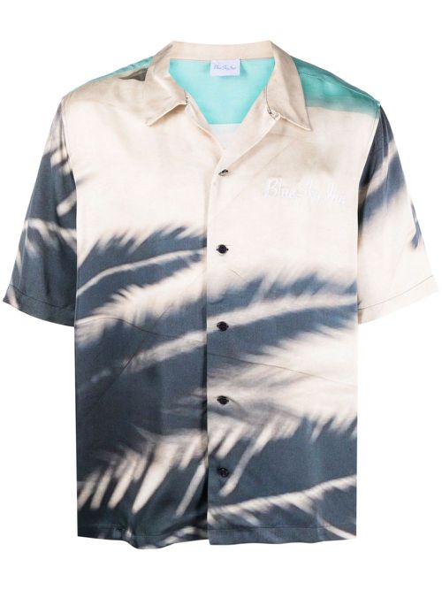 Logo-embroidered graphic-print shirt