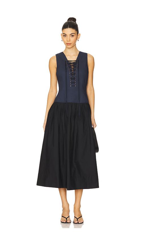 Ulla Johnson MIDI-KLEID DENIA in Navy. Größe 6. Also in 0, 10, 12, 2