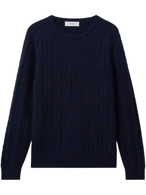 Cable-knit lambs wool jumper - Blue