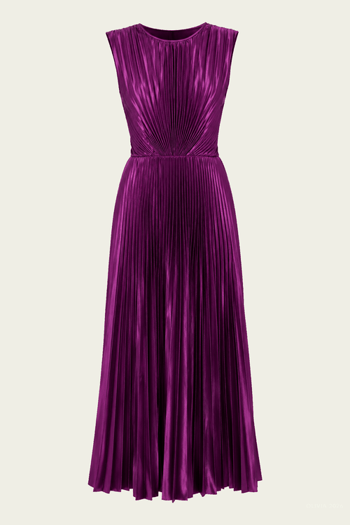 Malin Sleeveless Satin Dress in Amaranth
