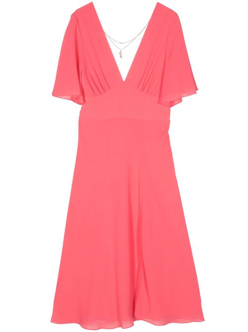 V-neck flared dress - Pink