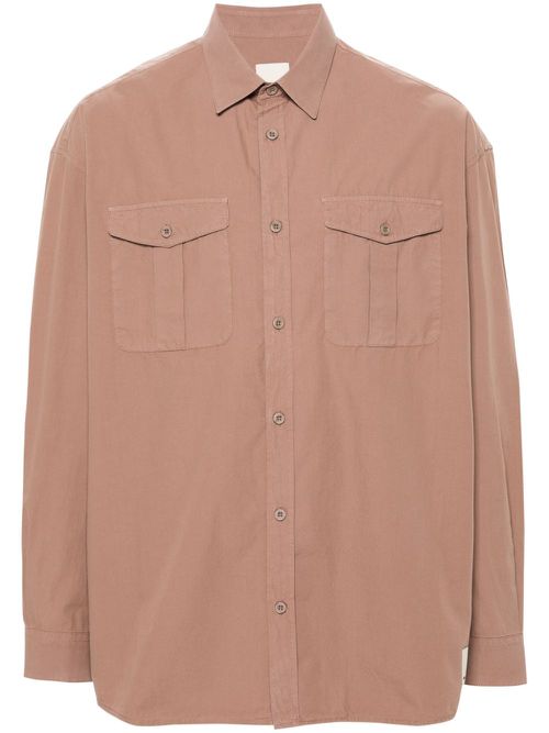 Chest-pockets cotton shirt - Brown