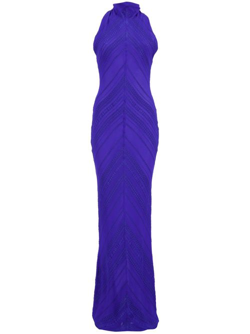 Textured silk-blend dress - Blue