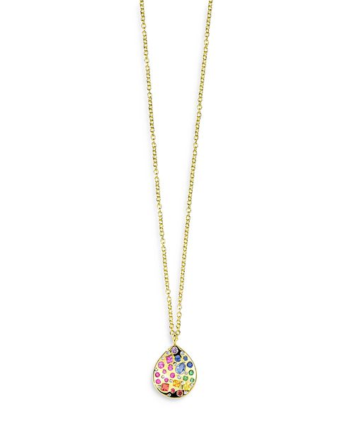 18K Yellow Gold 18K Rock Candy Multi Gemstone & Diamond Pear Cluster Pendant Necklace, 18-20