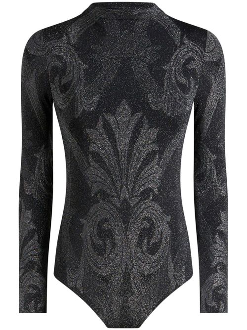Metallic-effect jacquard bodysuit - Black