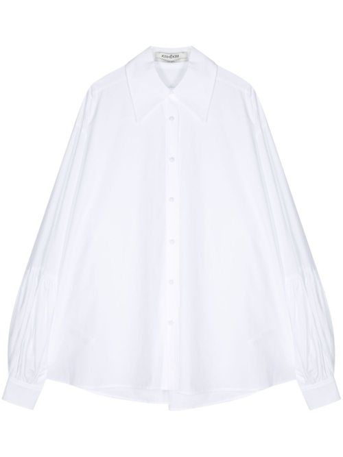Oversize-collar poplin shirt - White
