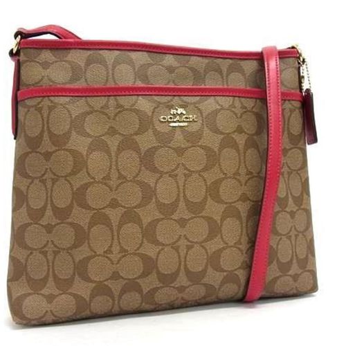 Coach Brown Pink Pvc Leather Shoulder Bag Pre-Owned