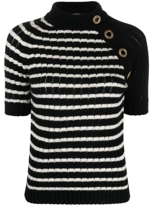 Striped cashmere-blend top - Black