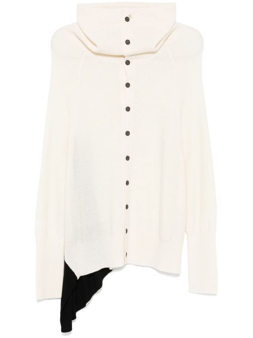 Draped-detail cardigan - White