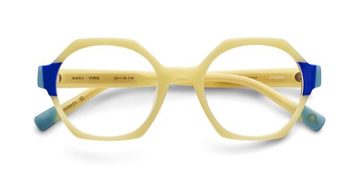 Etnia Barcelona Juno YWBL Women's Eyeglasses Yellow Size 50 - Blue Light Block Available