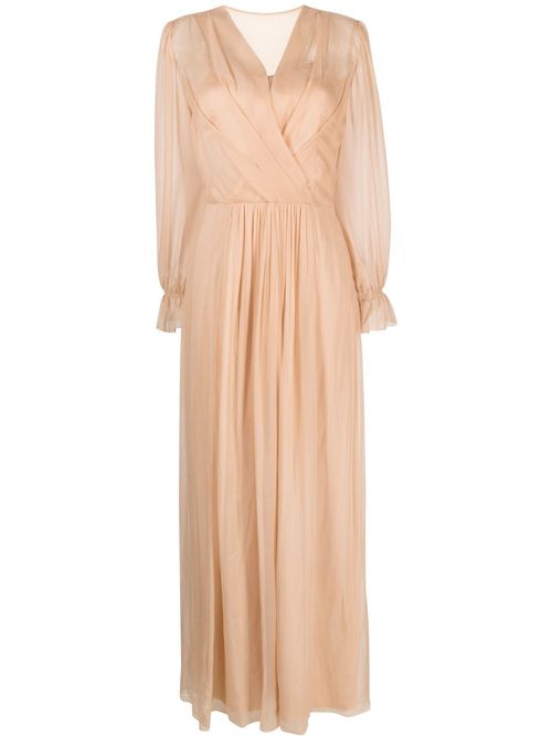 Pleated silk-chiffon dress - Pink