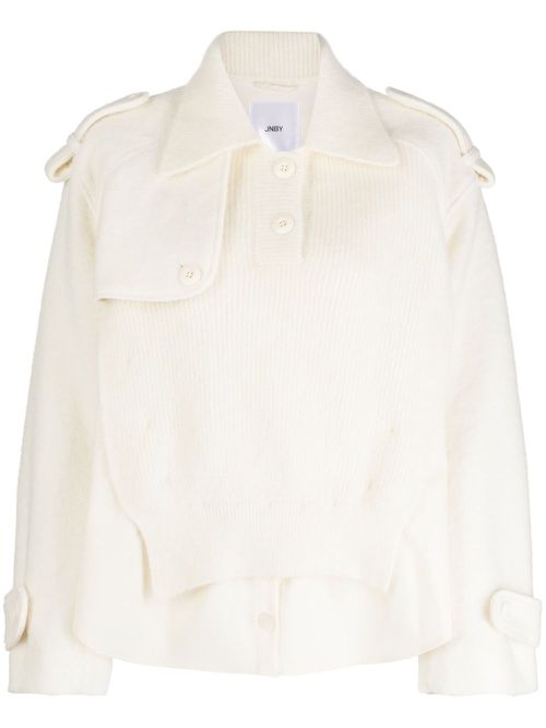 Layered spread-collar jumper - Neutrals