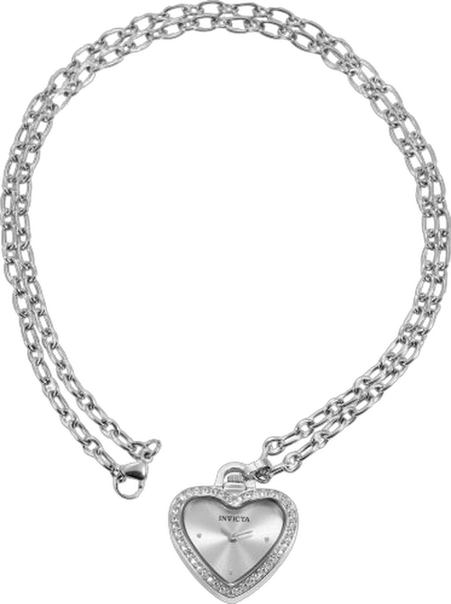 Heart Charm Pendant Watch — Silver
