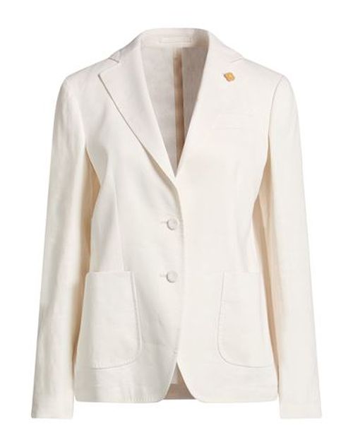 Woman Blazer Ivory Size 10 Linen, Viscose, Elastane