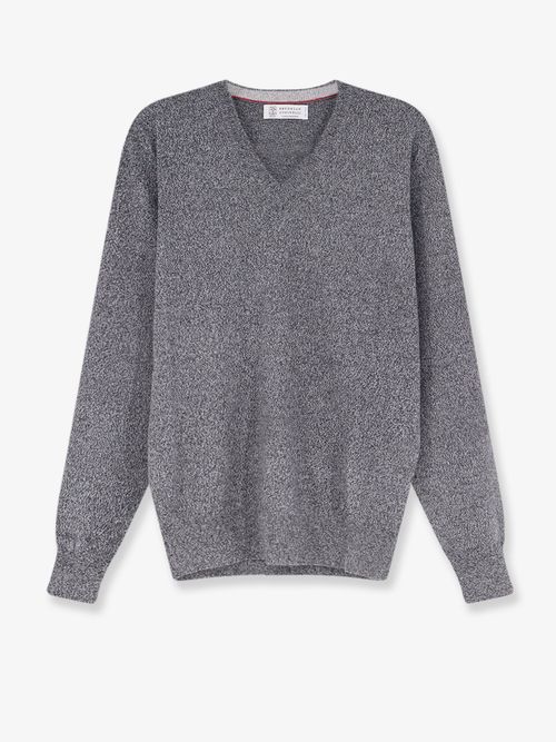 Pure Cashmere V-Neck Sweater — Gray