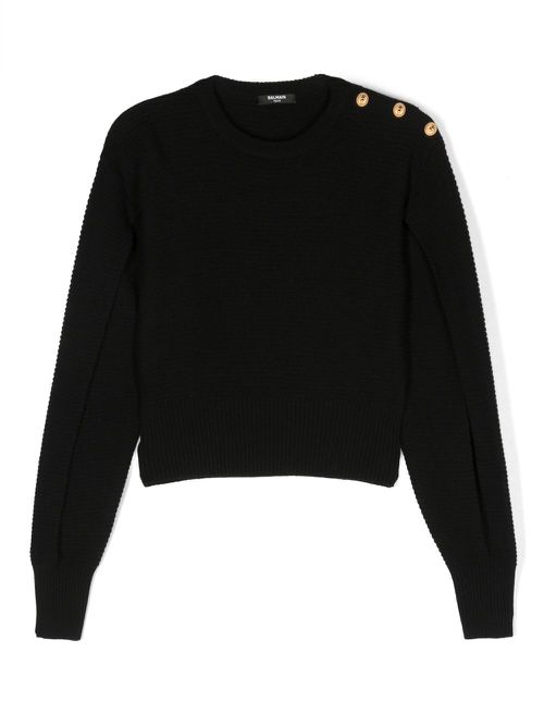 Slit-sleeve ribbed-knit jumper - Black