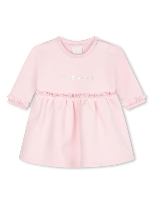 Logo-print long-sleeved dress - Pink