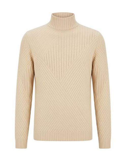 Man Turtleneck Beige Size 44 Wool, Cashmere