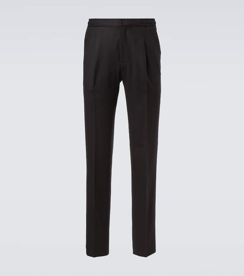 Virgin wool flannel tapered pants