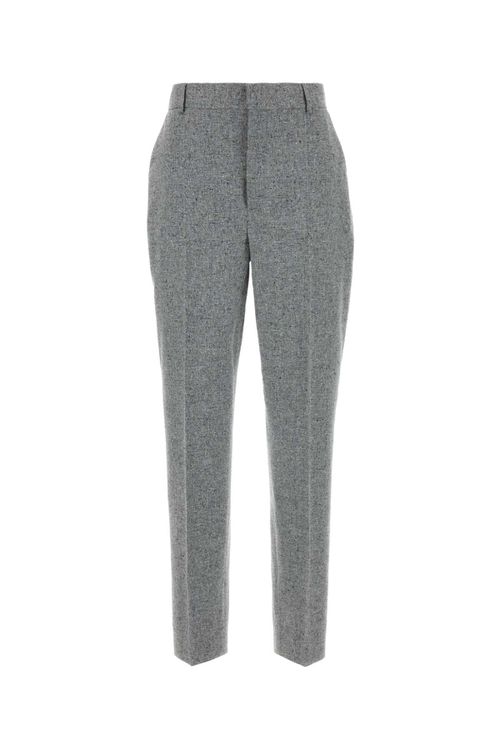 Silk-Blend Melange Trouser — Gray