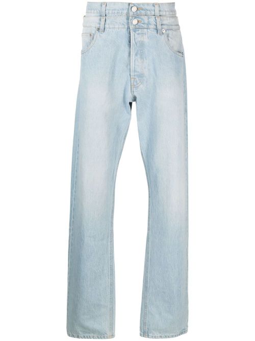 Double-layer straight-leg jeans