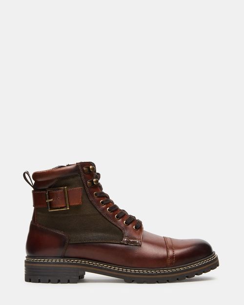Steve Madden Women's Reid Lace-Up Boots - Cognac - - Leather