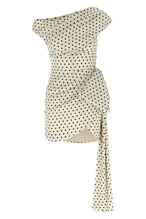 'Polka Dot Satin Tie Side Mini' Dress