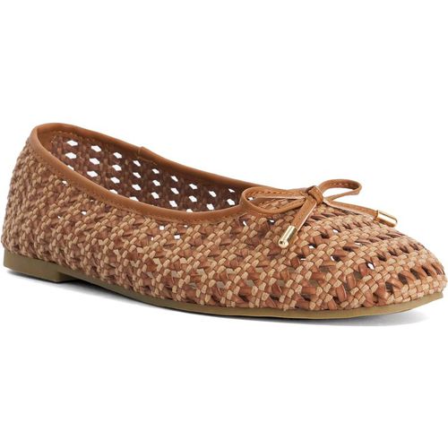 Dune London Womens Ladies Hypnos - Woven Raffia Ballet Flats - Tan