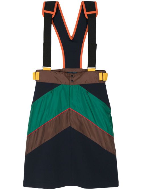 Colour-block dungaree dress - Brown