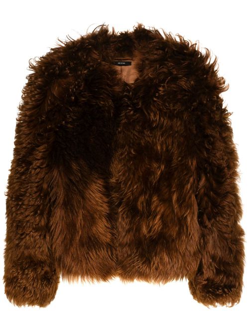 Shearling collarless jacket - Brown