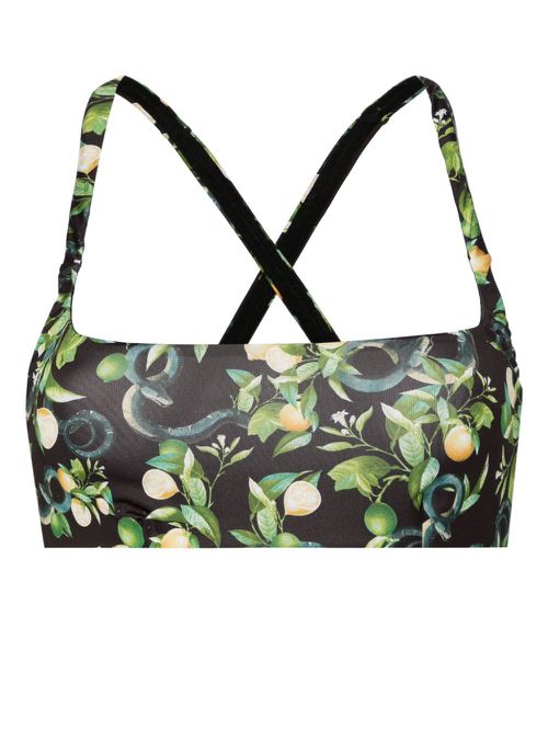Lemon-print bikini top - Black