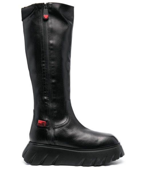 Logo-patch boots - Black
