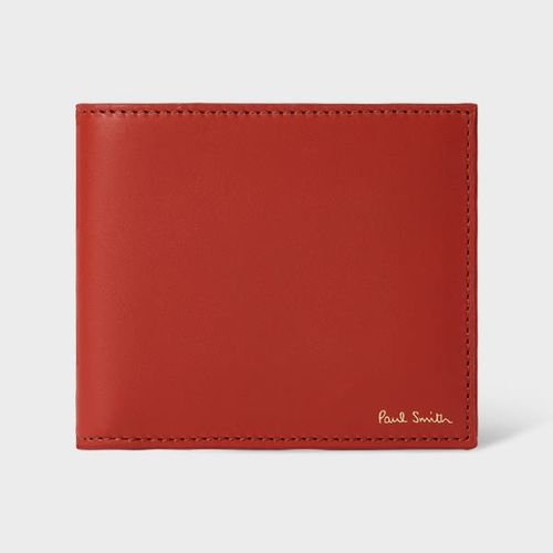 Brick Red Leather 'Signature Stripe' Interior Billfold And Coin Wallet