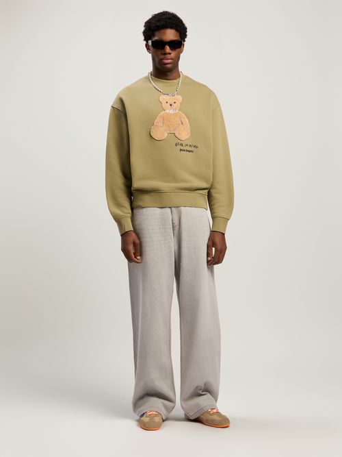 Bear In Mind Crewneck Sweatshirt Man  Army Green