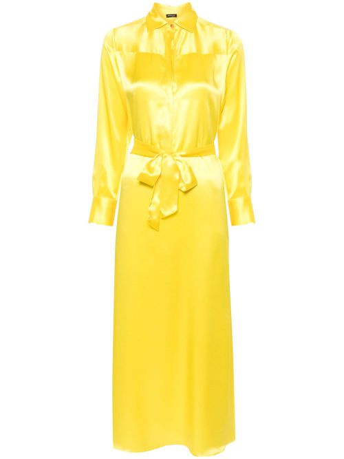 Classic-collar silk shirtdress - Yellow
