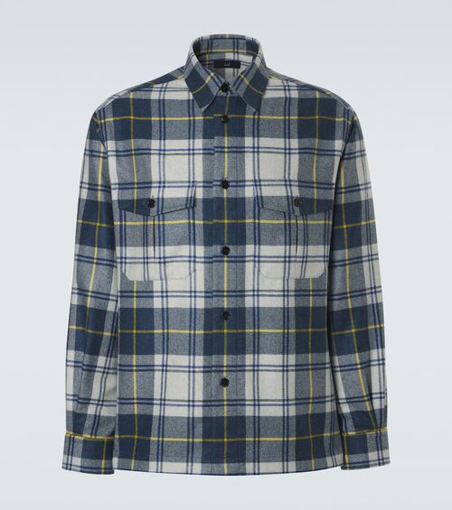 Plaid cashmere overshirt