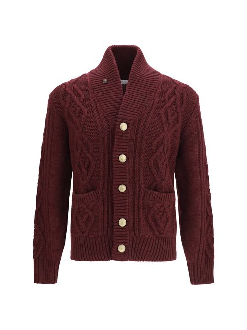 Cable-Knit Cashmere Cardigan — Purple