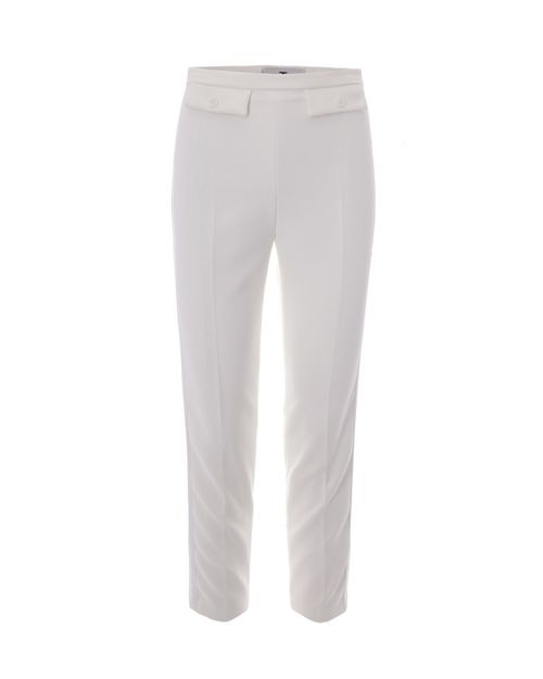 White Slim Flat Front Pants