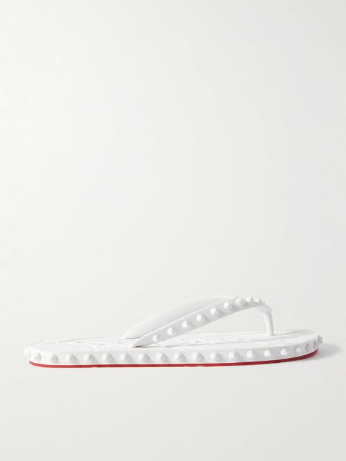 Super Loubi Studded Rubber Flip Flops - White